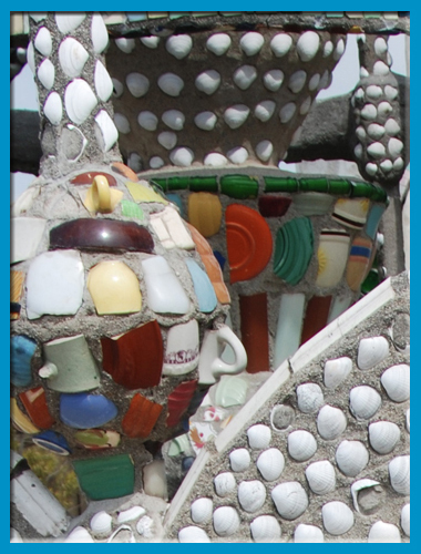 Rodia's cups, plates, and sea shells at the Watts Towers